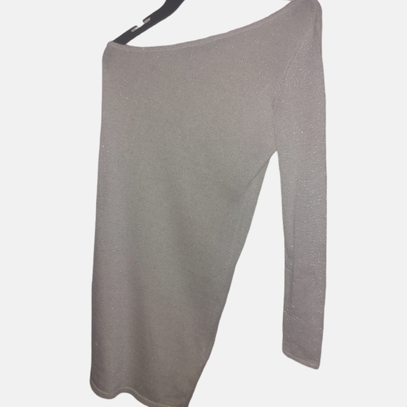 💕 BCBG MAXAZRIA "INYA"  MINI FITTED ONE SHOULDER  DRESS-SILVER SPARKLE NWT- M - Picture 5 of 10